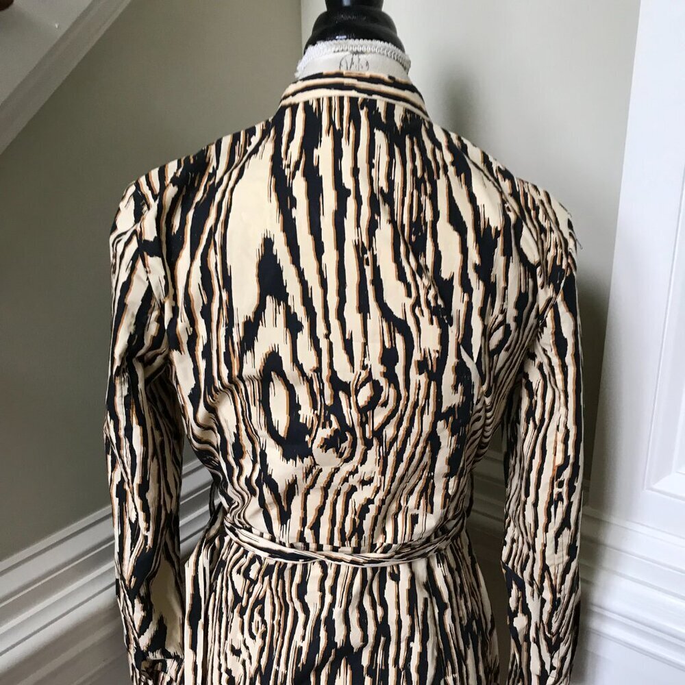 Baum und Pferdgarten Shirt Dress Womens 38 Small Black Tan Tiger Print Midi Boho - Picture 11 of 12